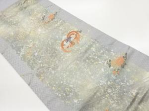 引箔襷に鳳凰・草花模様織出し名古屋帯